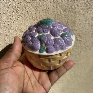 Vintage Audrey Ceramic Basket of Grapes Pattern Sugar Bowl